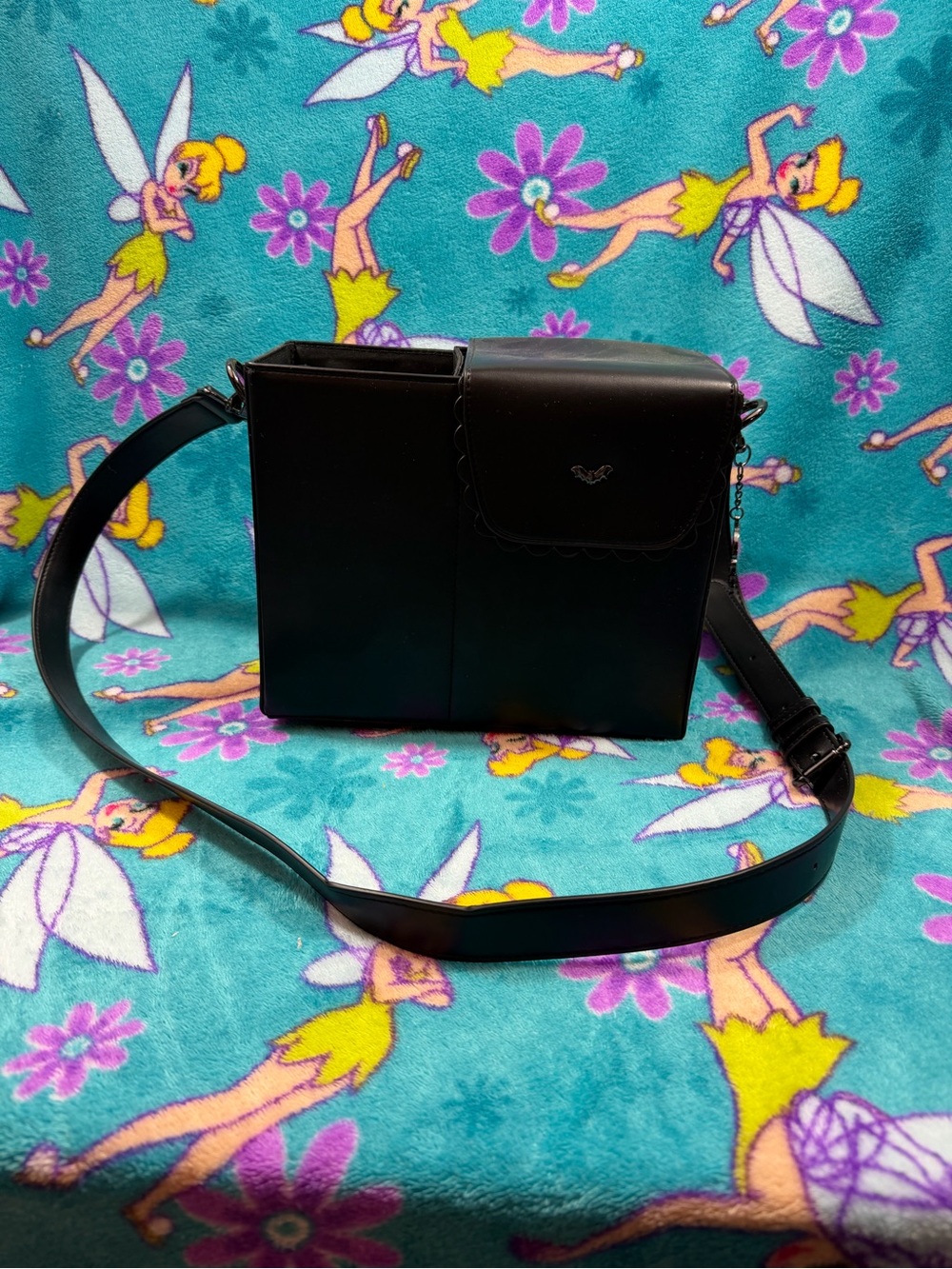 Kate Gabrielle Black Leather Crossbody Bag Chain Strap Goth Designer Purse